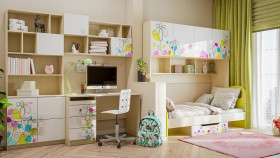 Детская комната Флёр (Белый/корпус Клен) в Электростали - ehlektrostal.katalogmebeli.com | фото