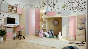 Детская комната Грэйси (Розовый/Серый/корпус Клен) в Электростали - ehlektrostal.katalogmebeli.com | фото
