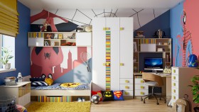 Детская комната Клаксон без машинок (Белый/корпус Клен) в Электростали - ehlektrostal.katalogmebeli.com | фото