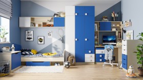 Детская комната Скай (Синий/Белый/корпус Клен) в Электростали - ehlektrostal.katalogmebeli.com | фото
