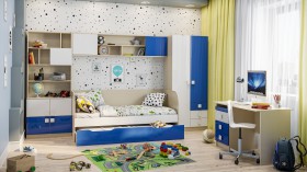 Детская комната Скай Люкс (Синий/Белый/корпус Клен) в Электростали - ehlektrostal.katalogmebeli.com | фото