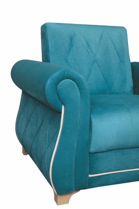 Кресло для отдыха "Порто" (велюр киви бирюза / микровельвет крем) в Электростали - ehlektrostal.katalogmebeli.com | фото 5