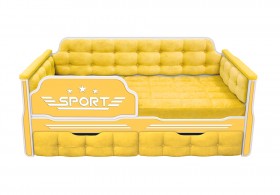 Кровать 170 серии Спорт 2 ящика 74 Жёлтый (мягкие боковые накладки) в Электростали - ehlektrostal.katalogmebeli.com | фото