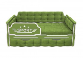 Кровать 170 серии Спорт 2 ящика 76 Зелёный (мягкие боковые накладки) в Электростали - ehlektrostal.katalogmebeli.com | фото