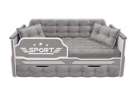 Кровать 180 серии Спорт 1 ящик 45 Серый (подушки) в Электростали - ehlektrostal.katalogmebeli.com | фото