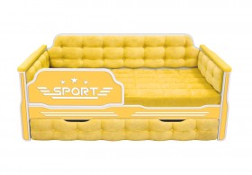 Кровать 180 серии Спорт 1 ящик 74 Жёлтый (мягкие боковые накладки) в Электростали - ehlektrostal.katalogmebeli.com | фото