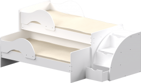 Кровать детская Матрешка выкатная с лестницей Белый в Электростали - ehlektrostal.katalogmebeli.com | фото