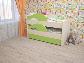 Кровать детская Радуга 1600 Млечный дуб/Салатовый в Электростали - ehlektrostal.katalogmebeli.com | фото