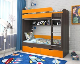 Кровать двухъярусная Юниор-5  Бодего/Оранжевый в Электростали - ehlektrostal.katalogmebeli.com | фото
