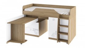 Кровать комбинированная «Оксфорд» (Ривьера/Белый с рисунком) в Электростали - ehlektrostal.katalogmebeli.com | фото 3