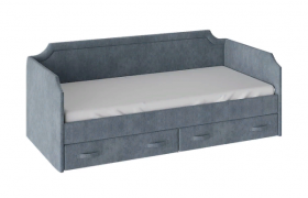 Кровать с мягкой обивкой и ящиками «Кантри» Тип 1 (900) (Замша синяя) в Электростали - ehlektrostal.katalogmebeli.com | фото