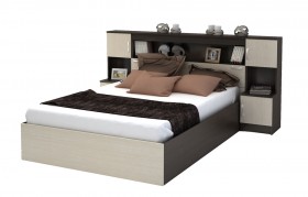 Кровать с прикроватным блоком КР 552 Спальня Basya (венге/белфорт) в Электростали - ehlektrostal.katalogmebeli.com | фото