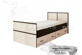 Кровать Сакура с настилом и ящиками 0,9 (Венге/Лоредо) в Электростали - ehlektrostal.katalogmebeli.com | фото
