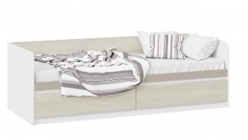 Кровать «Сканди» с 2 ящиками Дуб Гарден/Белый/Глиняный серый в Электростали - ehlektrostal.katalogmebeli.com | фото