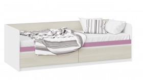 Кровать «Сканди» с 2 ящиками Дуб Гарден/Белый/Лиловый в Электростали - ehlektrostal.katalogmebeli.com | фото