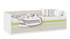 Кровать «Сканди» с 2 ящиками Дуб Гарден/Белый/Зеленый в Электростали - ehlektrostal.katalogmebeli.com | фото