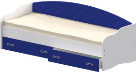 Кровать Софа-7 с мягкой спинкой (800х1900) Белый/Синий в Электростали - ehlektrostal.katalogmebeli.com | фото