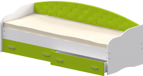 Кровать Софа-8 с мягкой спинкой (900х1900) Белый/Лайм в Электростали - ehlektrostal.katalogmebeli.com | фото