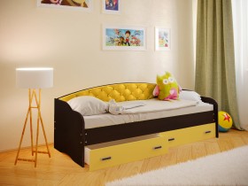 Кровать Софа-8 с мягкой спинкой (900х1900) Венге/Желтый в Электростали - ehlektrostal.katalogmebeli.com | фото