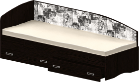 Кровать Софа-9 с мягкой спинкой с рисунком Милана (900х1900) Венге в Электростали - ehlektrostal.katalogmebeli.com | фото