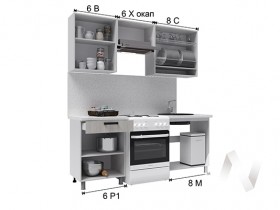 Кухня Ребекка 2.0 м (белый/графит/26 мм/дуб вотан) в Электростали - ehlektrostal.katalogmebeli.com | фото 3