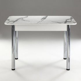 Кухонный стол 1100*700/400 ф 2 Пластик, мрамор белый в Электростали - ehlektrostal.katalogmebeli.com | фото