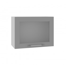 Квадро ВПГС 600 шкаф верхний горизонтальный со стеклом высокий (Ваниль кожа/корпус Серый) в Электростали - ehlektrostal.katalogmebeli.com | фото