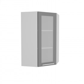 Квадро ВПУС 550 шкаф верхний угловой со стеклом высокий (Железо/корпус Серый) в Электростали - ehlektrostal.katalogmebeli.com | фото