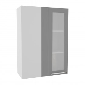 Квадро ВПУС 650 шкаф верхний угловой со стеклом высокий (Железо/корпус Серый) в Электростали - ehlektrostal.katalogmebeli.com | фото