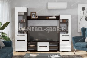 Мебель для гостиной МГС 6 (Исполнение 1/Венге/Белый глянец) в Электростали - ehlektrostal.katalogmebeli.com | фото 1