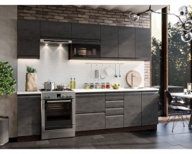 Модульная кухня Бруклин 2,8 м (Бетон черный/Венге) в Электростали - ehlektrostal.katalogmebeli.com | фото