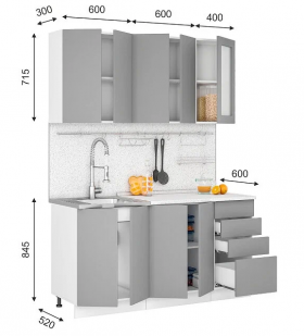 Модульная кухня Норд 1,6 м (Софт даймонд/Камень беж/Белый) в Электростали - ehlektrostal.katalogmebeli.com | фото 8