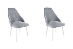 Набор стульев Милан 2 шт (серый велюр/белый) в Электростали - ehlektrostal.katalogmebeli.com | фото