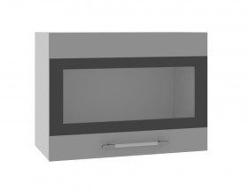 Норд ШВГС 600 Шкаф верхний горизонтальный со стеклом (Софт черный/корпус Белый) в Электростали - ehlektrostal.katalogmebeli.com | фото
