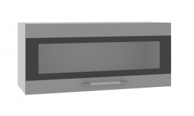 Норд ШВГС 800 Шкаф верхний горизонтальный со стеклом (Софт черный/корпус Белый) в Электростали - ehlektrostal.katalogmebeli.com | фото