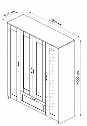 Шкаф четырехдверный Сириус с 1 зеркалом и 1 ящиком белый в Электростали - ehlektrostal.katalogmebeli.com | фото 3