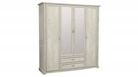 Шкаф для одежды "Сохо" (бетон пайн белый/2 ящика/зеркало) в Электростали - ehlektrostal.katalogmebeli.com | фото