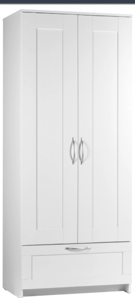 Шкаф двухдверный Сириус с 1 ящиком белый в Электростали - ehlektrostal.katalogmebeli.com | фото