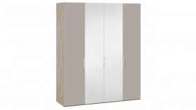 Шкаф комбинированный с 2 глухими и 2 зеркальными дверями «Эмбер» Баттл Рок/Серый глянец в Электростали - ehlektrostal.katalogmebeli.com | фото