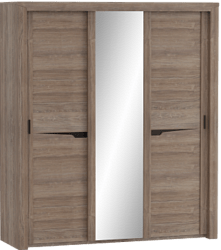 Шкаф трехдверный Соренто с раздвижными дверями Дуб стирлинг/Кофе структурный матовый в Электростали - ehlektrostal.katalogmebeli.com | фото 1